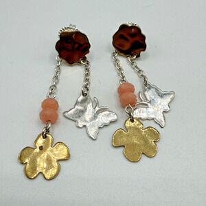 ROBERT LEE MORRIS ANDY WARHOL Sterling Silver 2 IN 1 Dangle Butterfly Earrings